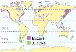 Répartion Géographique des baleines de Biscaye et Australe