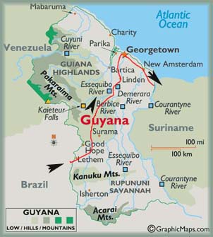 Carte du Guyana