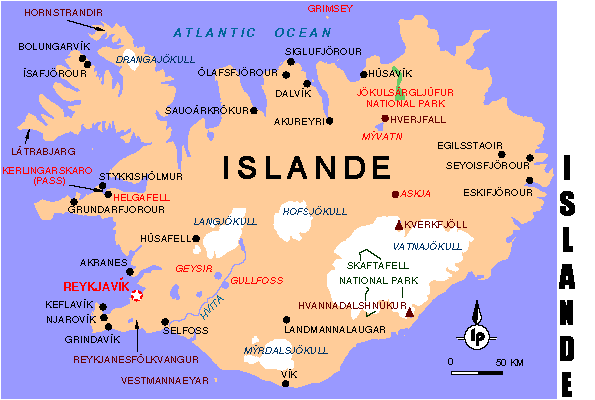 Carte de l'Islande